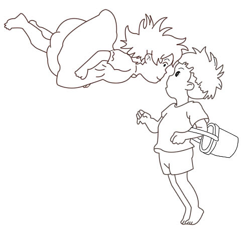 宗介与波妞插画绘制（图ZMTY0MjQ5ODI0） - 儿童插画 - 站酷设计师奇诺哦原创素材 - 站酷ZCOOL