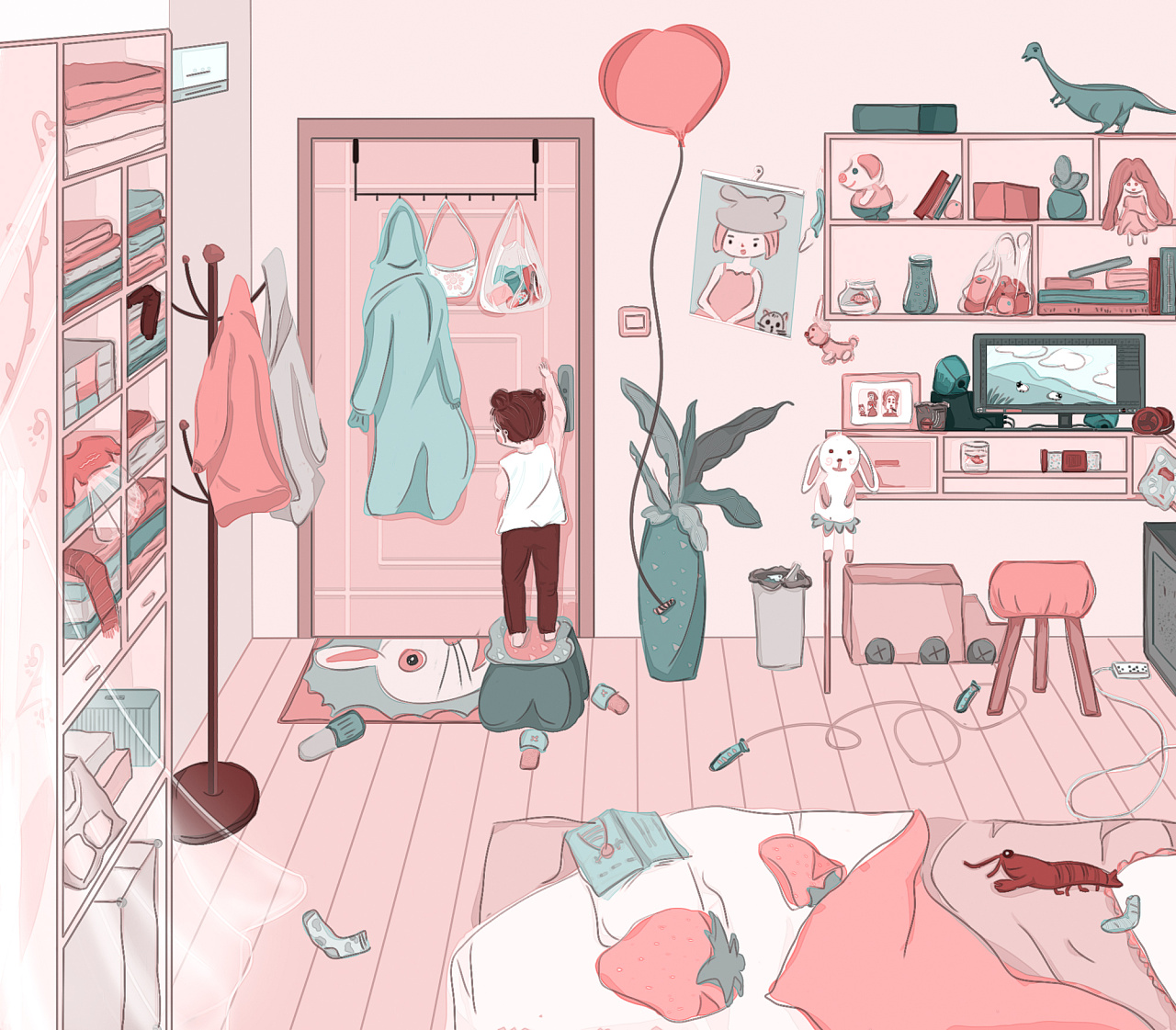 乱糟糟的卧室,偷懒的换色长沙|插画师alyssa的嘛03254324天前登录