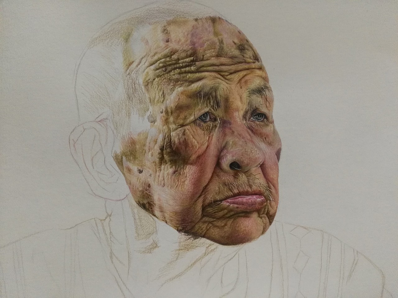 写实彩铅作品《爷爷》（图ZNzkyMTc3MDA=） - 绘画 - 站酷设计师浩轩手绘原创素材 - 站酷ZCOOL