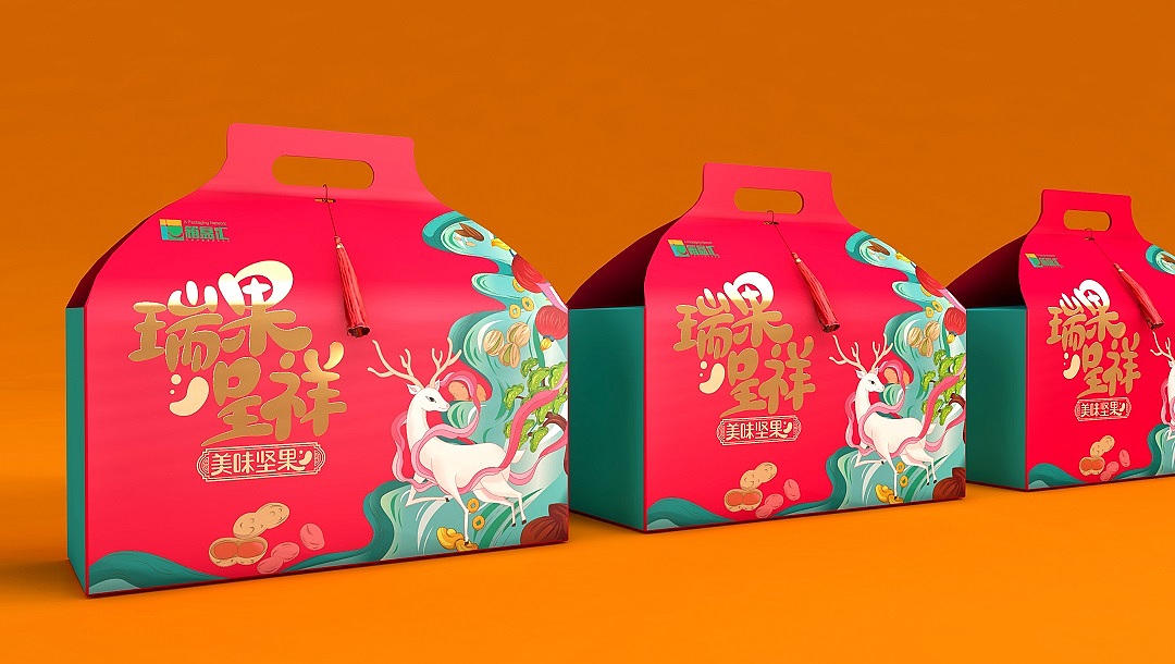 箱盒汇 | :简约风“瑞果呈祥”坚果大礼包包装设计(图ZMjgxNzE2MTA0) - 包装 - 站酷设计师箱盒汇_包装设计原创素材 - 站酷ZCOOL