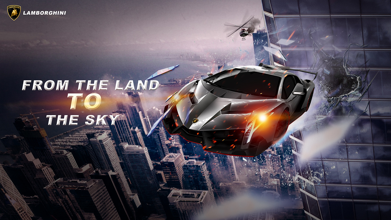 兰博基尼合成海报