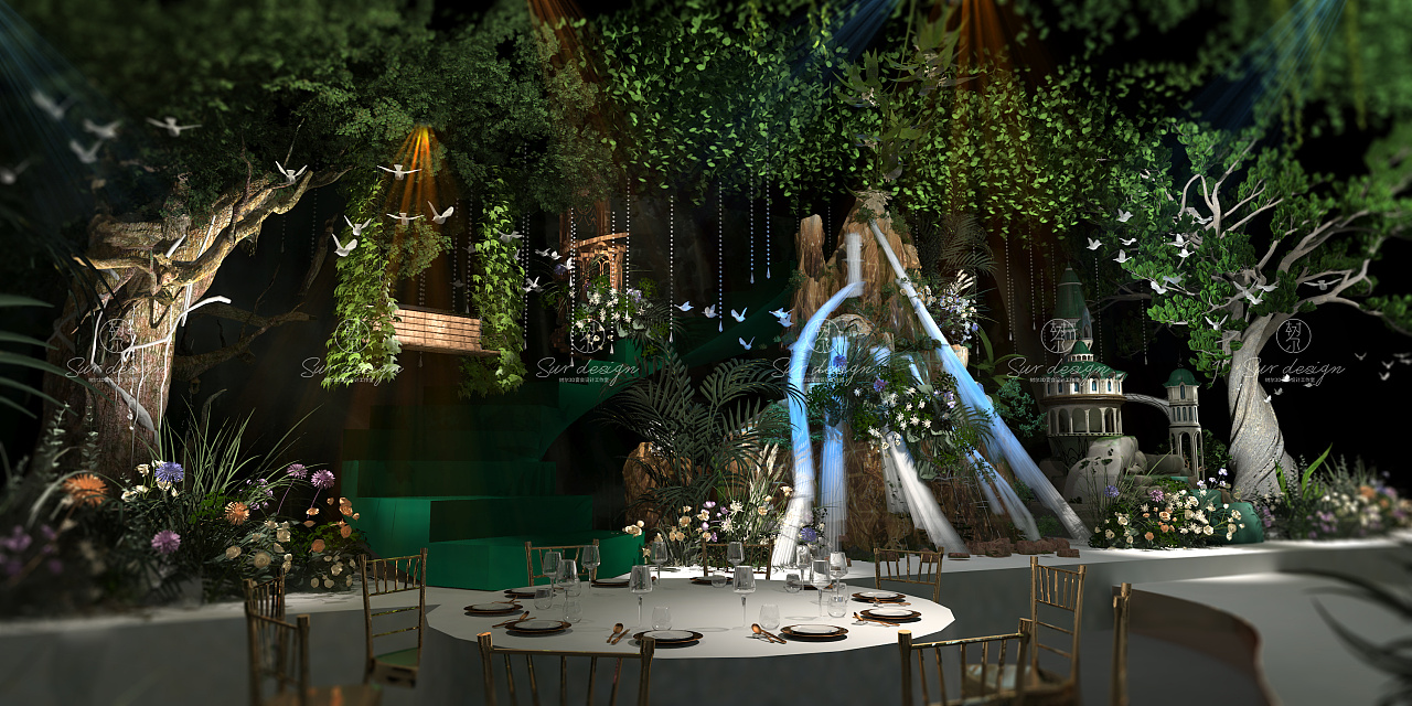surdesign森系婚礼宴会3d效果图