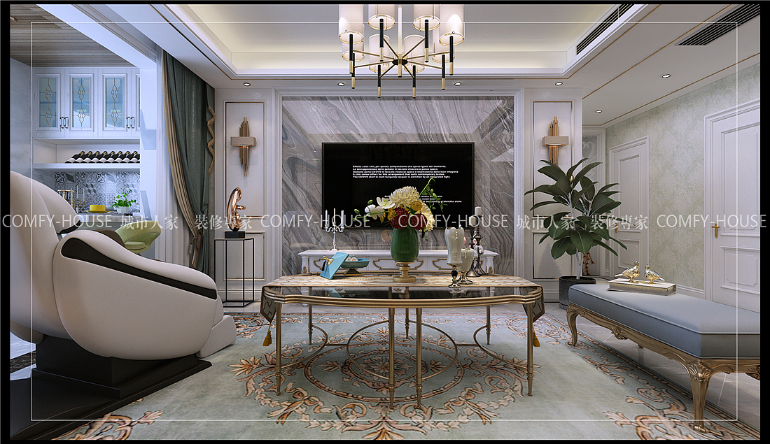 济阳大明胜景140平欧式风格装修效果图，济南城市人家（图ZMTg2MzM0ODIw） - 家装设计 - 站酷设计师济南城市人家原创素材 - 站酷ZCOOL