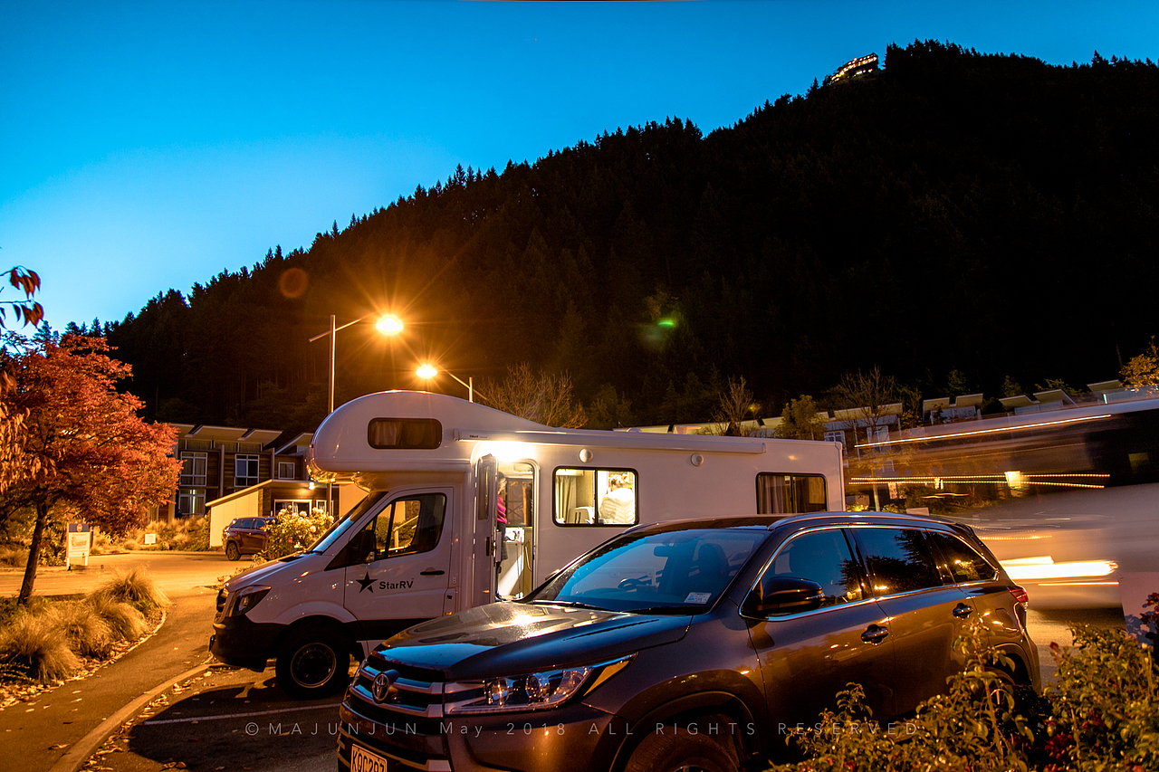 晚上入驻queenstown lakeview holiday房车营地.