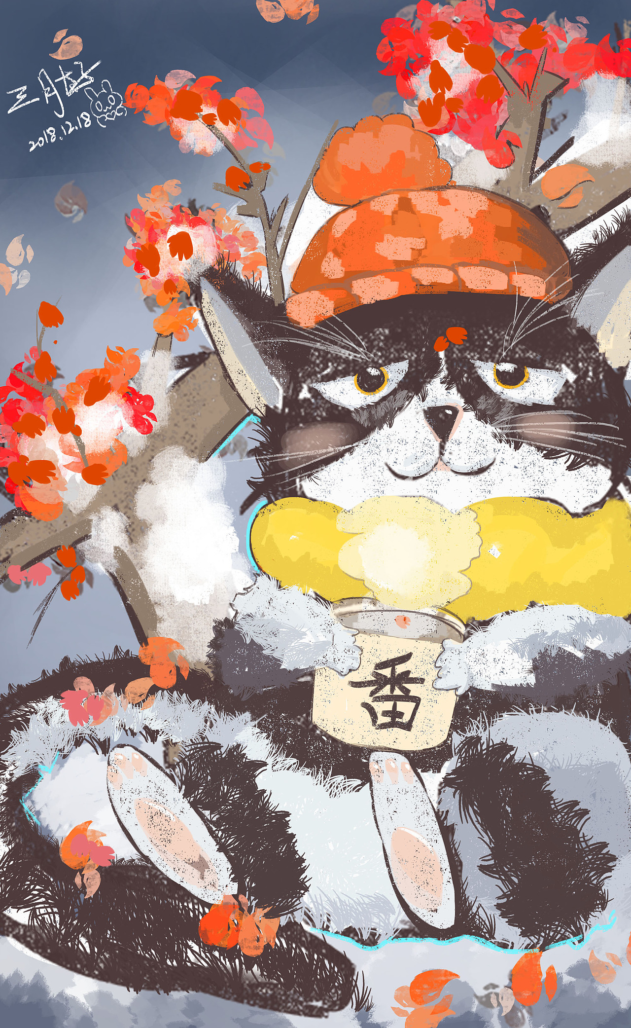 插画练习-肉饭猫