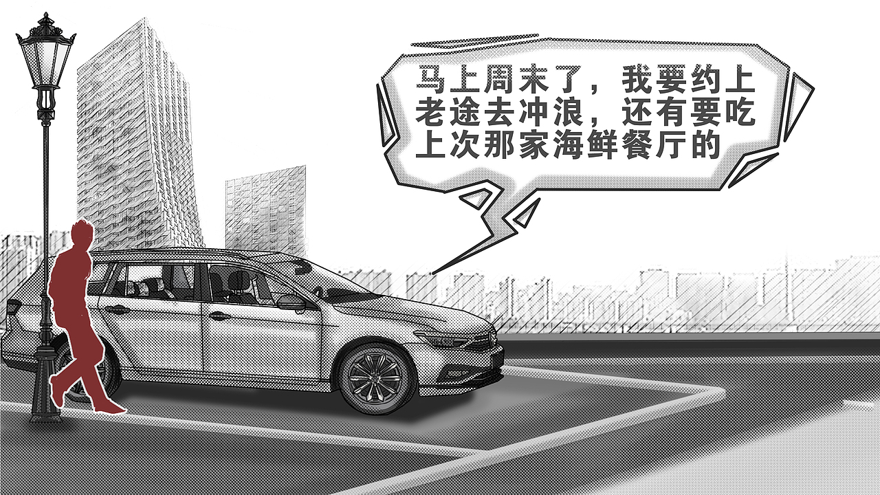 大众进口汽车新蔚揽旅行轿车互动绘画