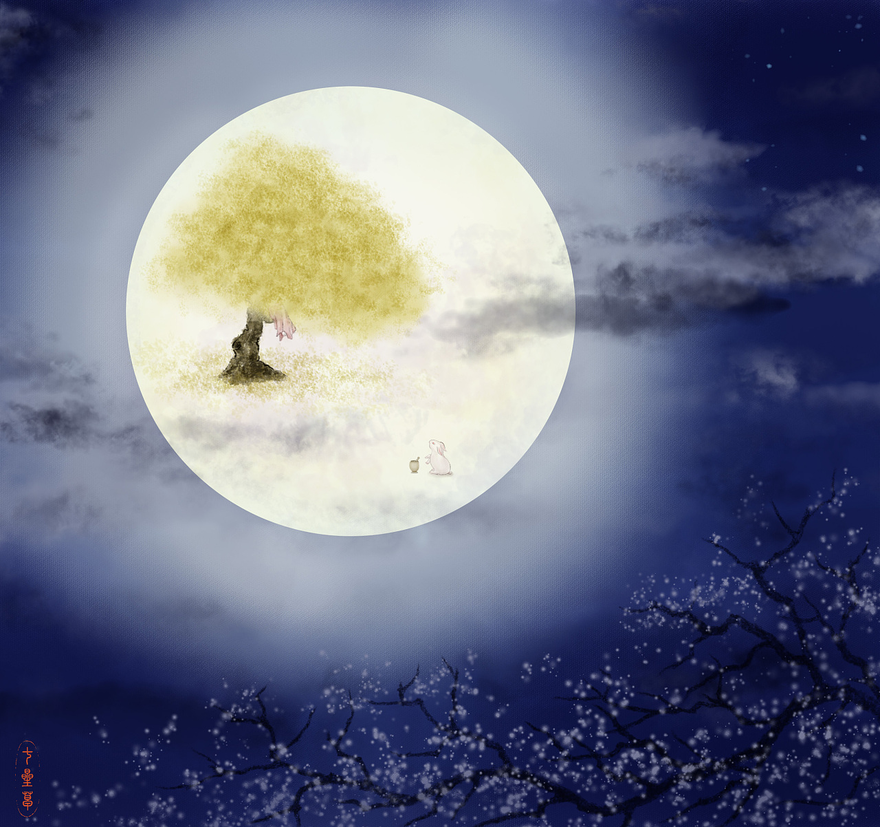 古诗词原创插画-《古朗月行》-李白|插画|创作习作|青城山下七星草