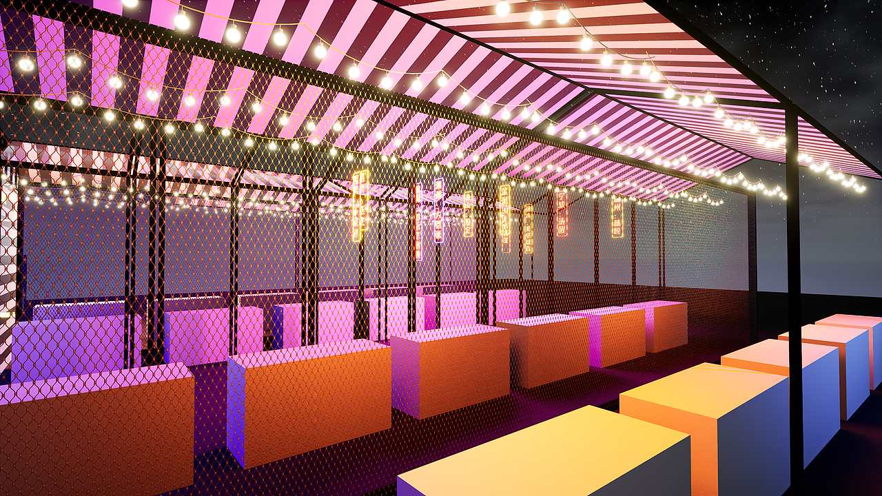 夜景下的集市（图ZMjgzNDAxOTMy） - 展陈设计 - 站酷设计师Reto三维美学原创素材 - 站酷ZCOOL