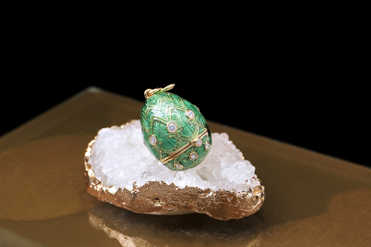 珠宝摄影 吊坠 日本制高温珐琅七宝烧18k金