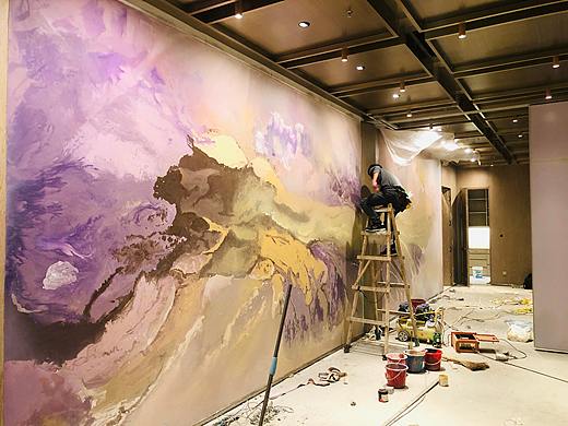 定制类流体画—酒店大厅定制类流体画彩绘施工（个人主页-ZNDU0NjA4NjA=） - 绘画 - 站酷设计师大隐视觉原创素材 - 站酷ZCOOL
