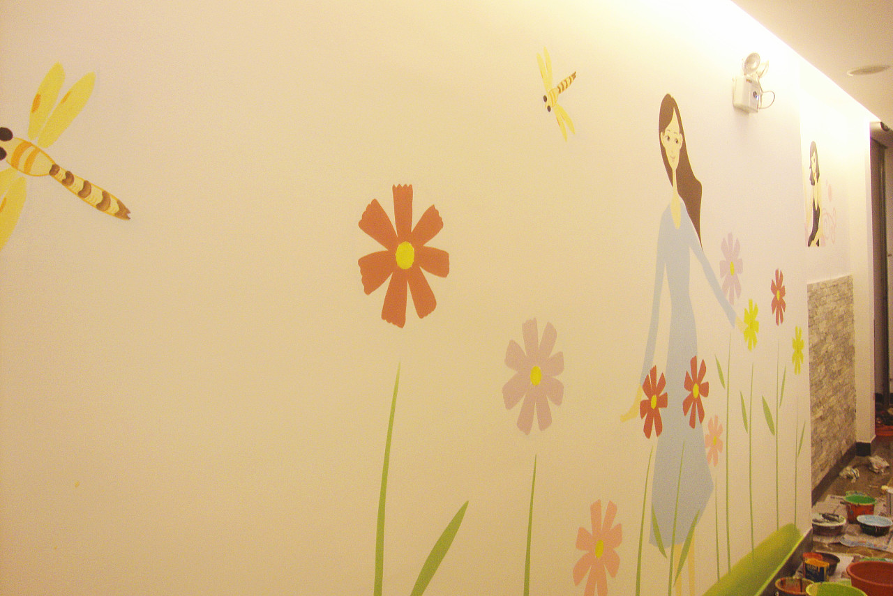 佛山 艺术酒店 少女主题 壁画 手绘画