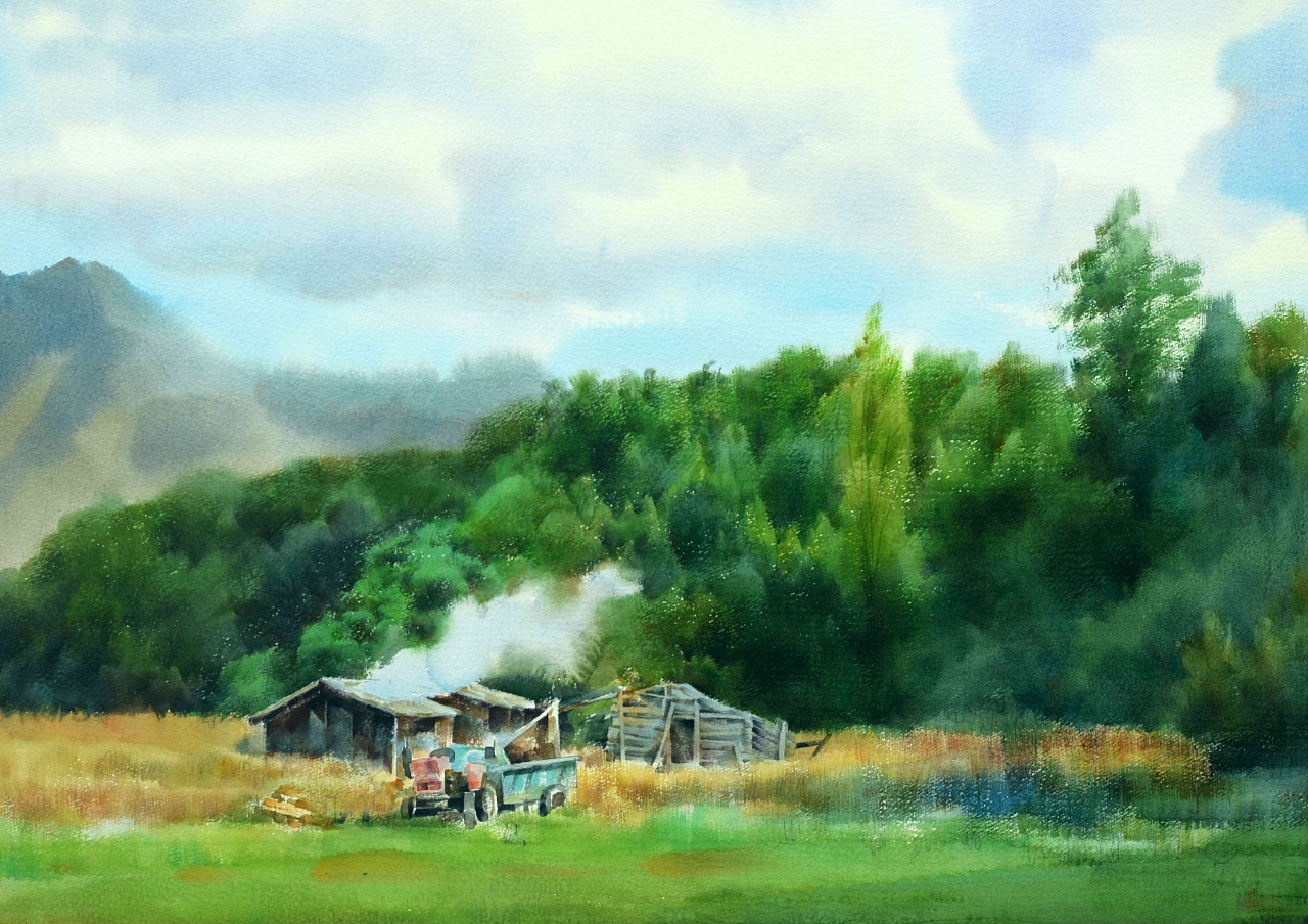 水彩风景步骤图