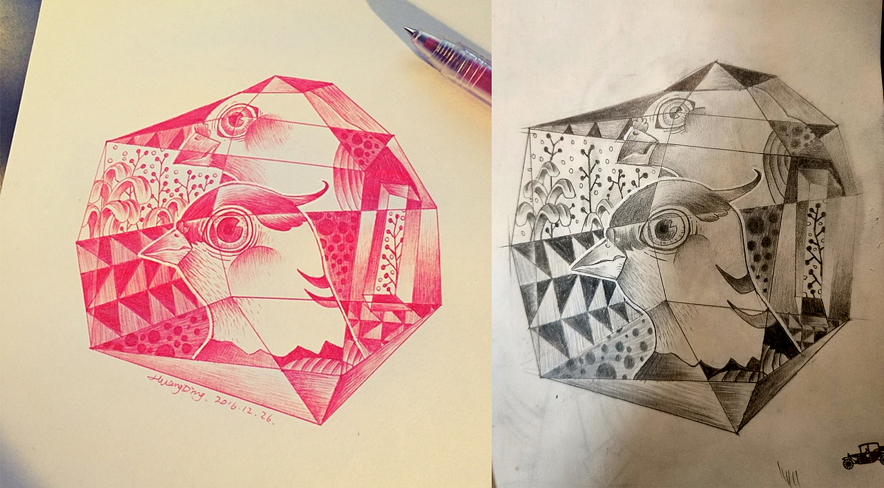 临摹丁几每日一画（图ZNzc5OTUxMTI=） - 创作习作 - 站酷设计师焦喜庆原创素材 - 站酷ZCOOL