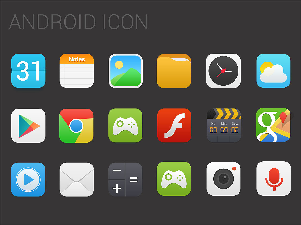 安卓icon（图ZMTc3MjcyNDA=） - 图标 - 站酷设计师superwoman不会飞原创素材 - 站酷ZCOOL
