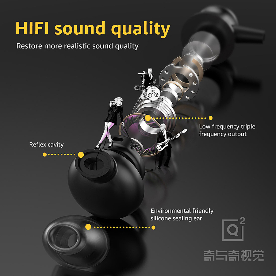 亚马逊主图设计,产品渲染效果图,蓝牙耳机主图设计