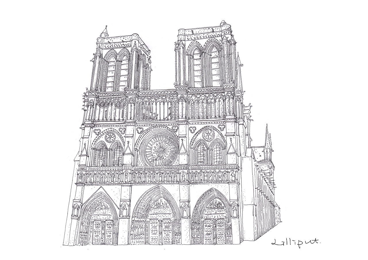 手绘巴黎圣母院图片素材-编号28852904-图行天下