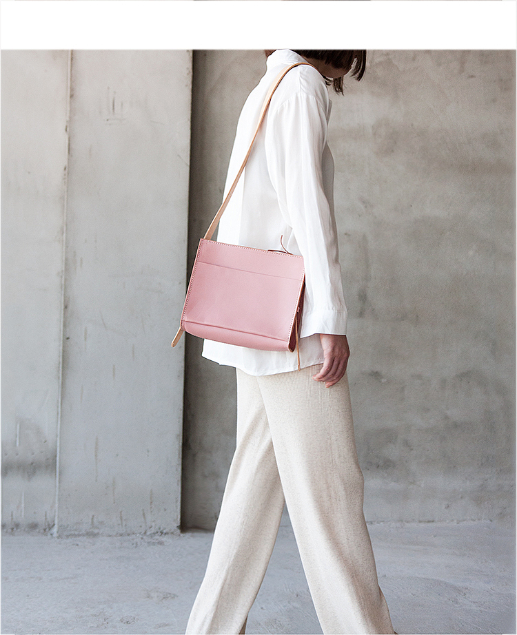 f2studio 粉色 真皮设计款大容量单肩女士包