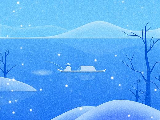 矢量插画独钓寒江雪