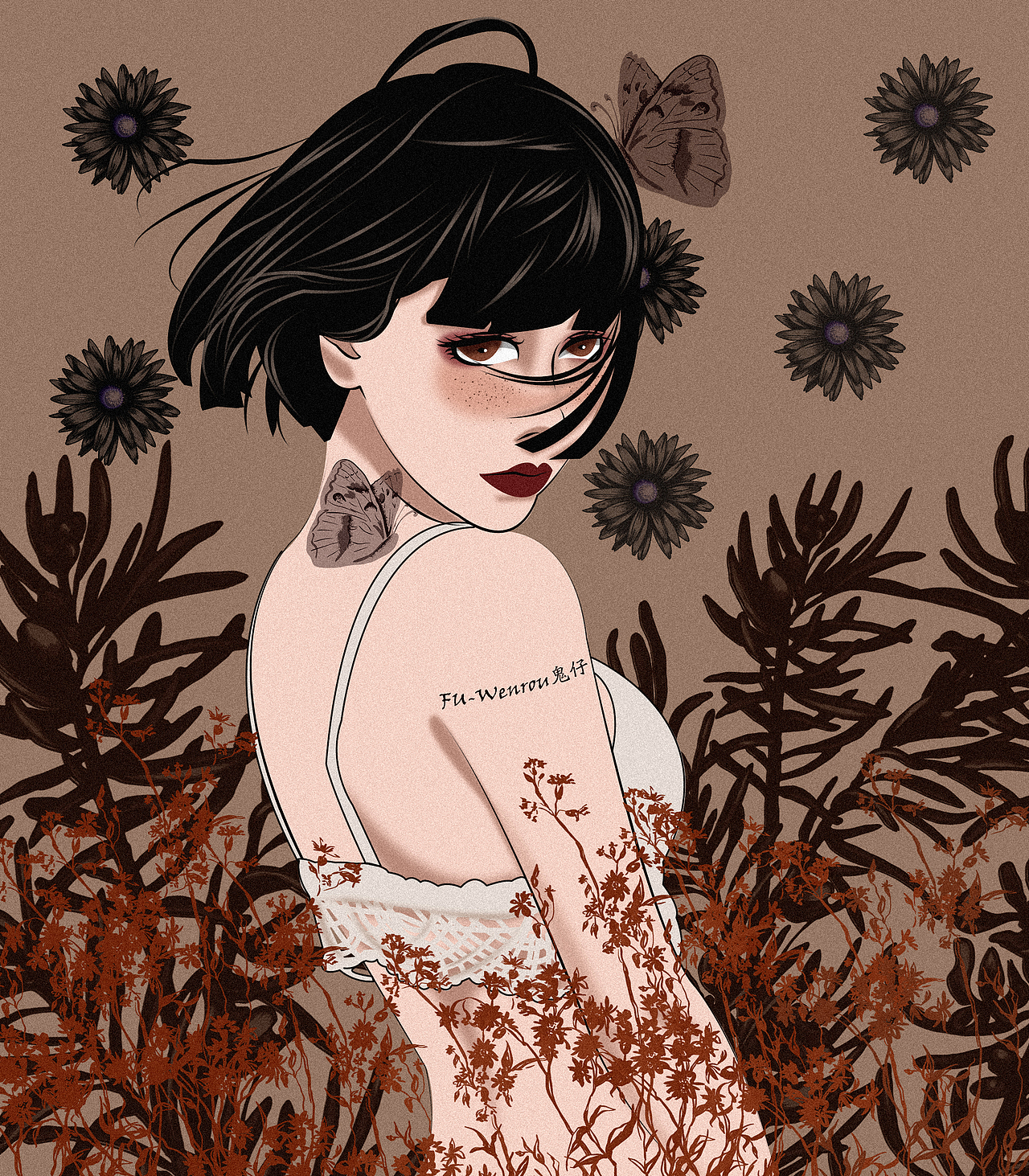 暗黑森林系少女插画