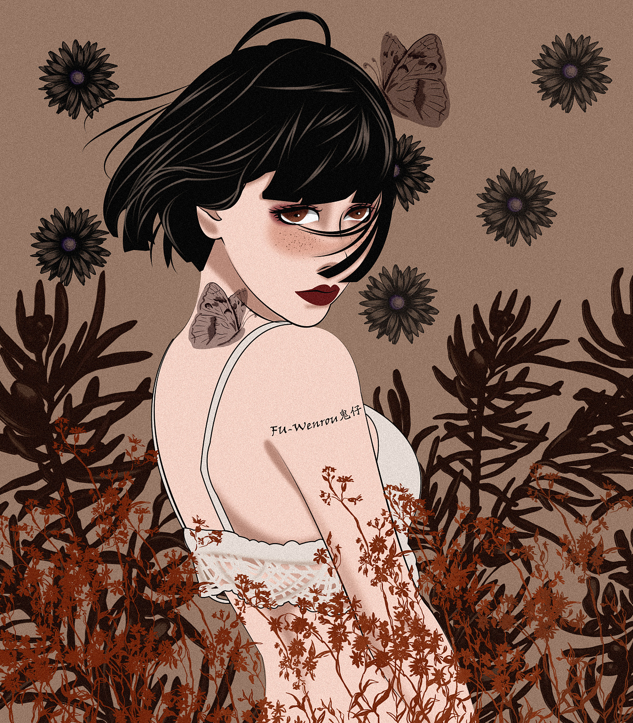 暗黑森林系少女插画