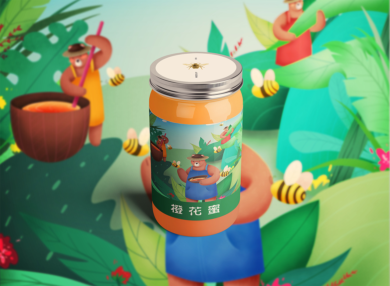 蜂蜜-插画包装设计