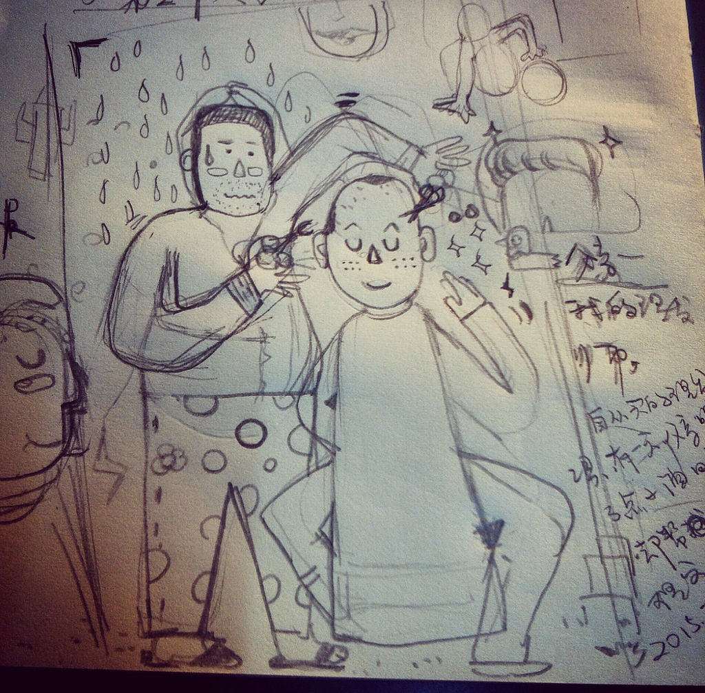 《父亲是我的理发师》（图ZMjUyNDg2NTI=） - 商业插画 - 站酷设计师含橙Hank原创素材 - 站酷ZCOOL