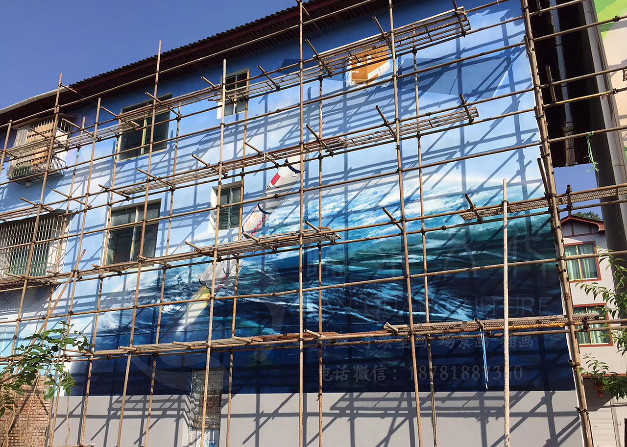 3D涂鸦 3D彩绘 3D壁画 3D墙绘 3D场景画写实人物插画