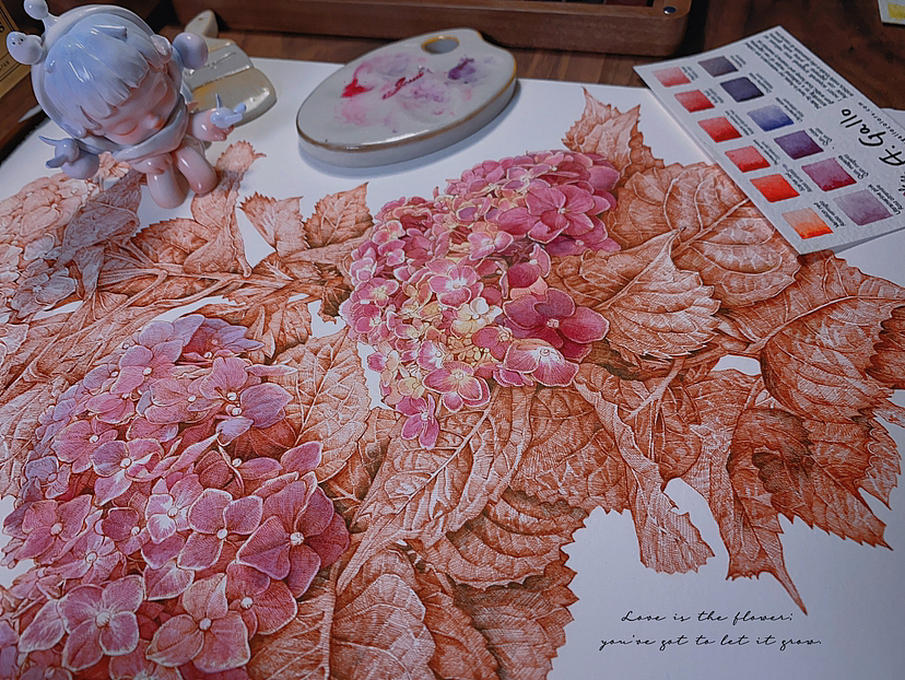 蘸水笔针管笔｜绣球花开（图ZMzUxNjI1OTI0） - 艺术插画 - 站酷设计师CatCastleDZ原创素材 - 站酷ZCOOL