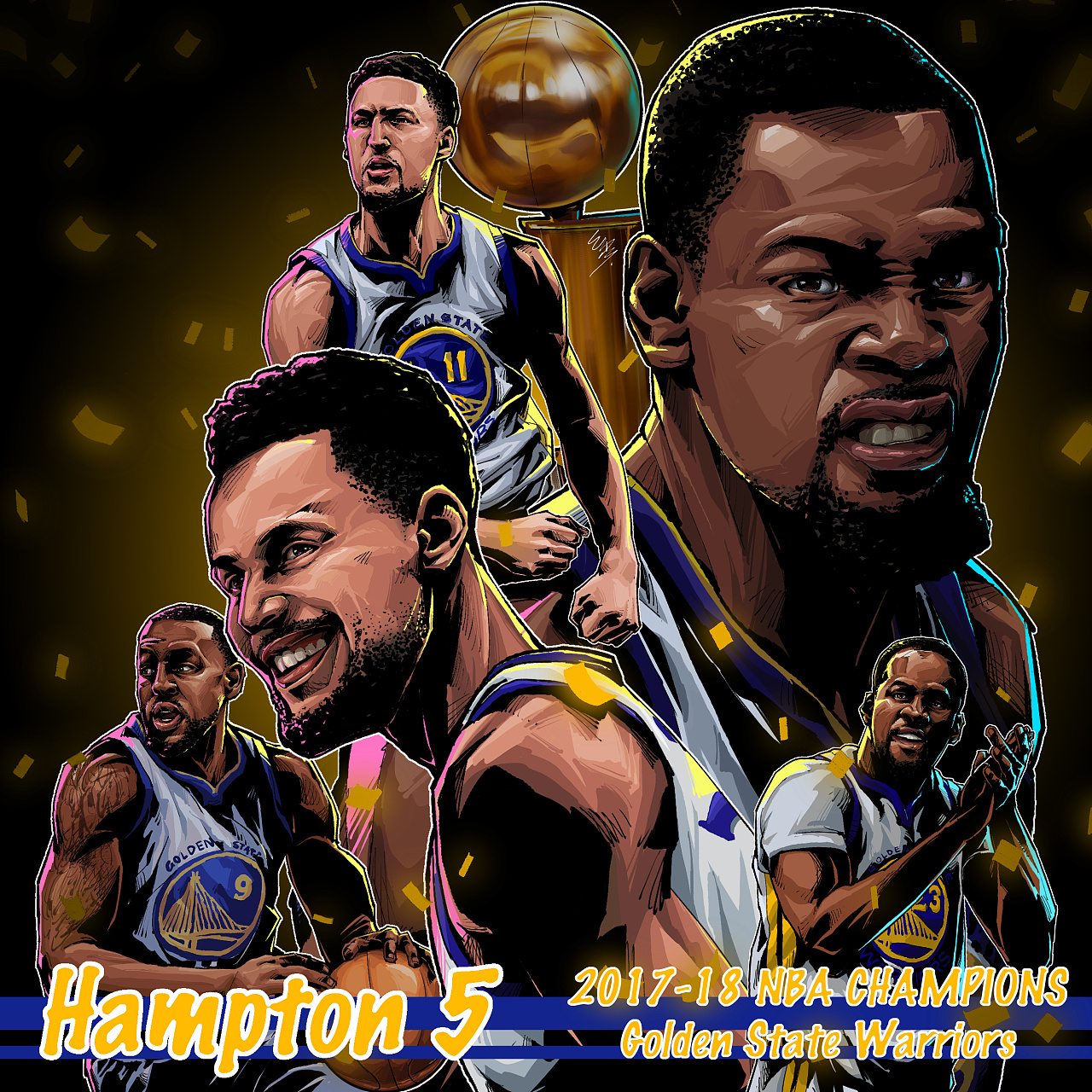 nba2017-18总冠军 勇士/汉普顿五小