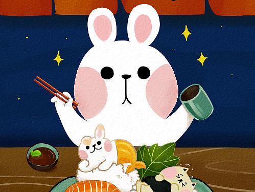 回轉(zhuǎn)壽司（個(gè)人主頁(yè)-ZMjcwMTczMDQ=） - 新銳潮流插畫(huà) - 站酷設(shè)計(jì)師甜不辣l原創(chuàng)素材 - 站酷ZCOOL