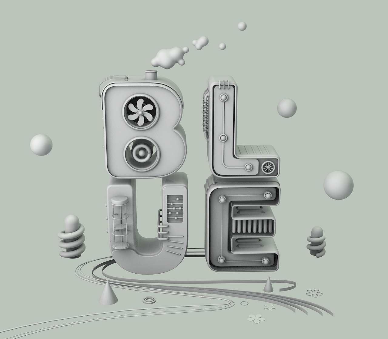 c4d文字练习:blue