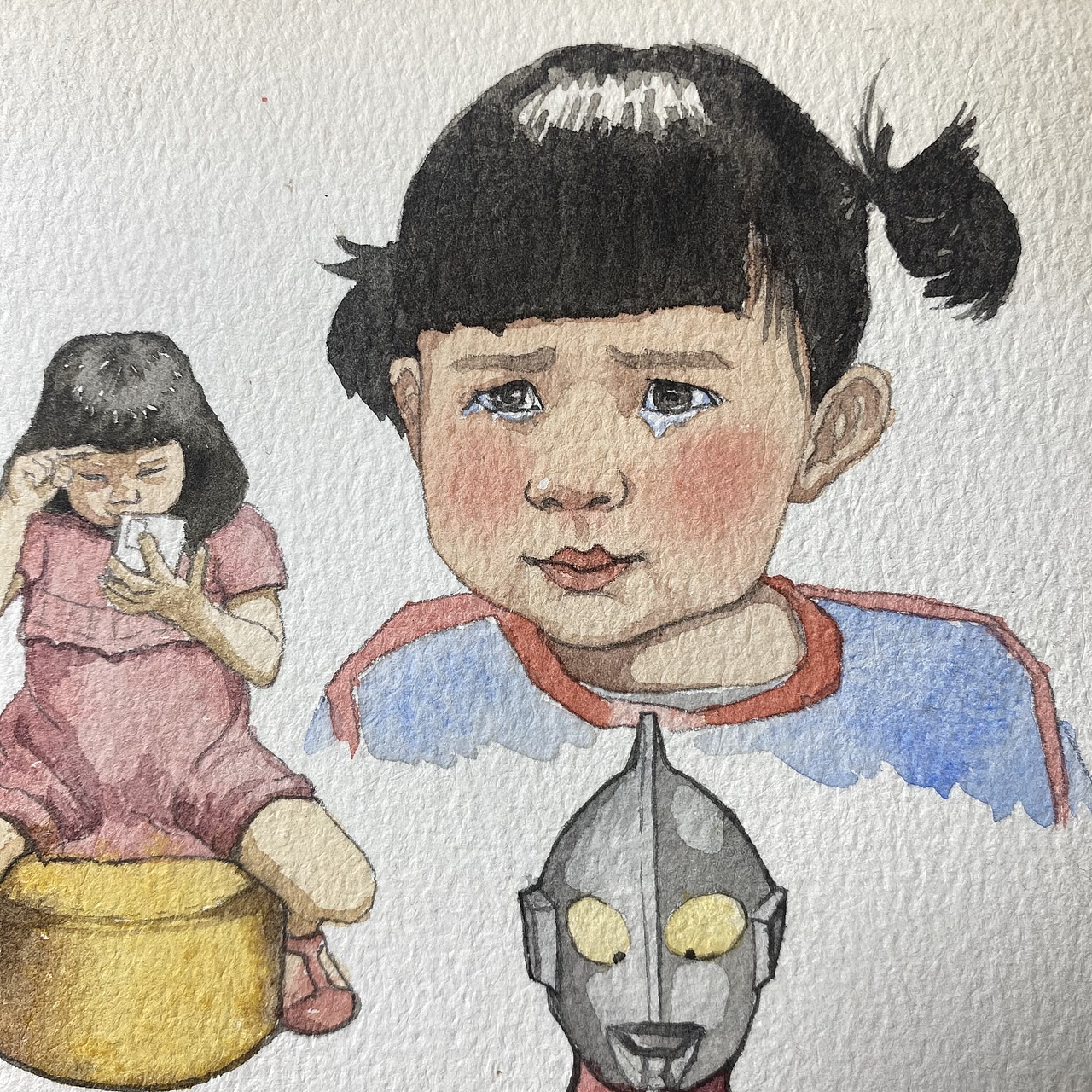 不記名水彩肖像作品