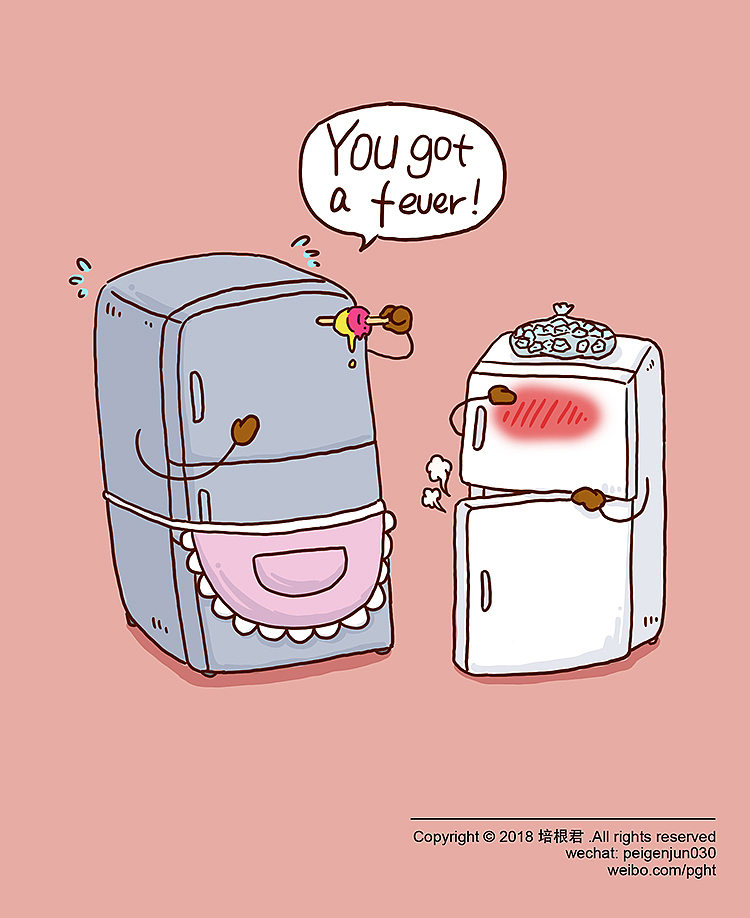 小冰箱有点难受,冰箱妈妈赶紧拿“体温计”给小冰箱测了下体温...