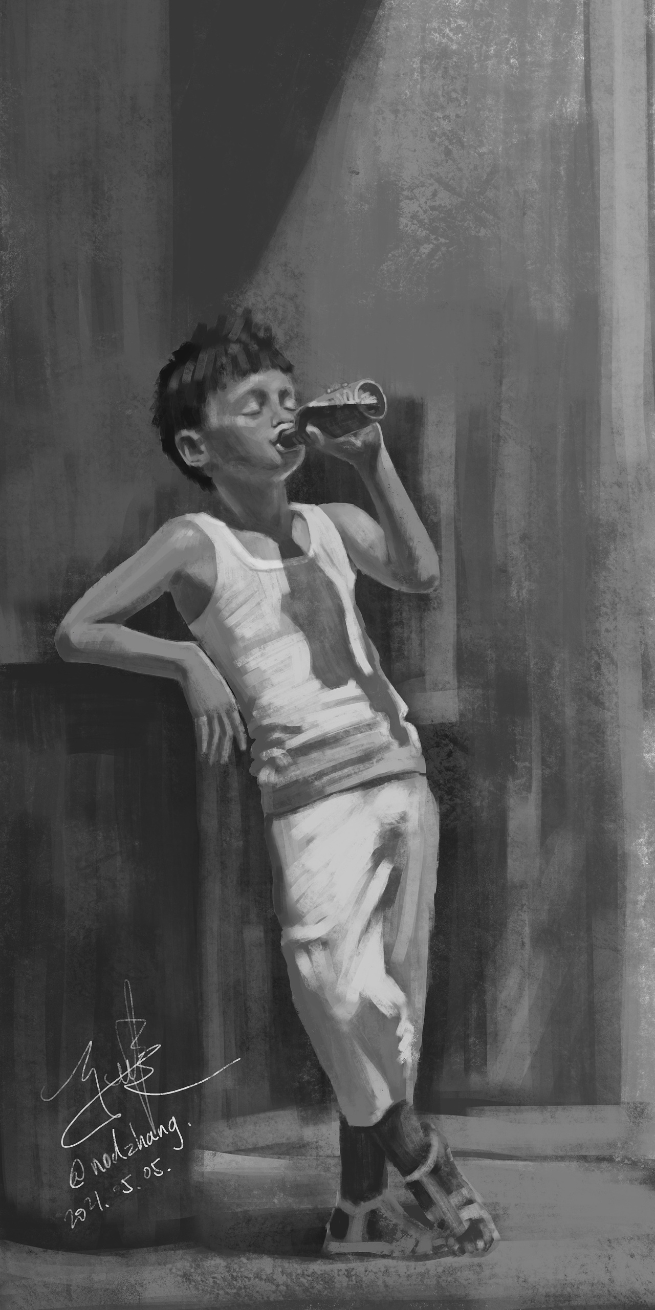 喝可乐的男孩|插画|创作习作|nodzhang - 原创作品 - 站酷 (zcool)