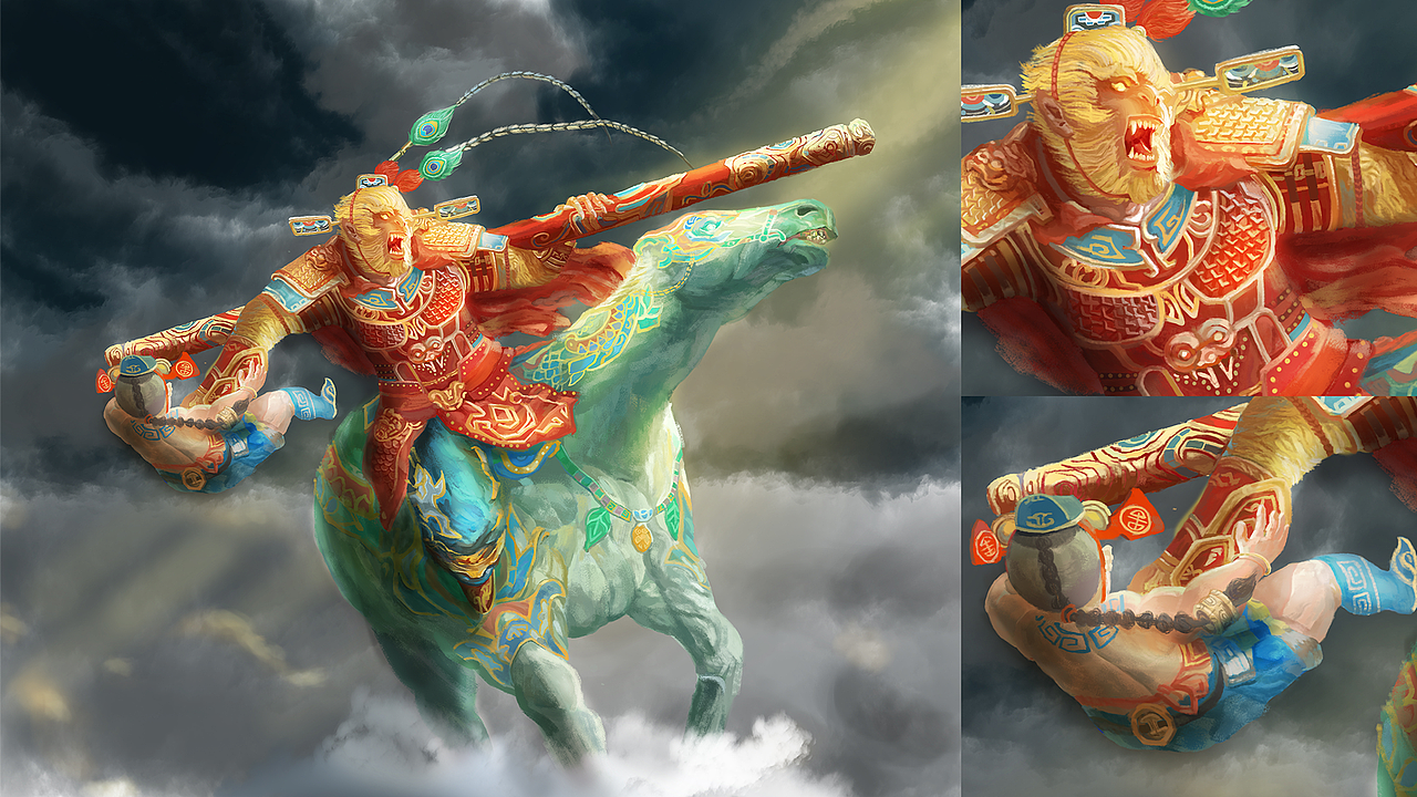 齐天大圣-插画习作（图ZMTI5MTk0OTEy） - 艺术插画 - 站酷设计师爱99呀原创素材 - 站酷ZCOOL