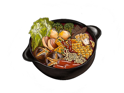 麻辣烫插画