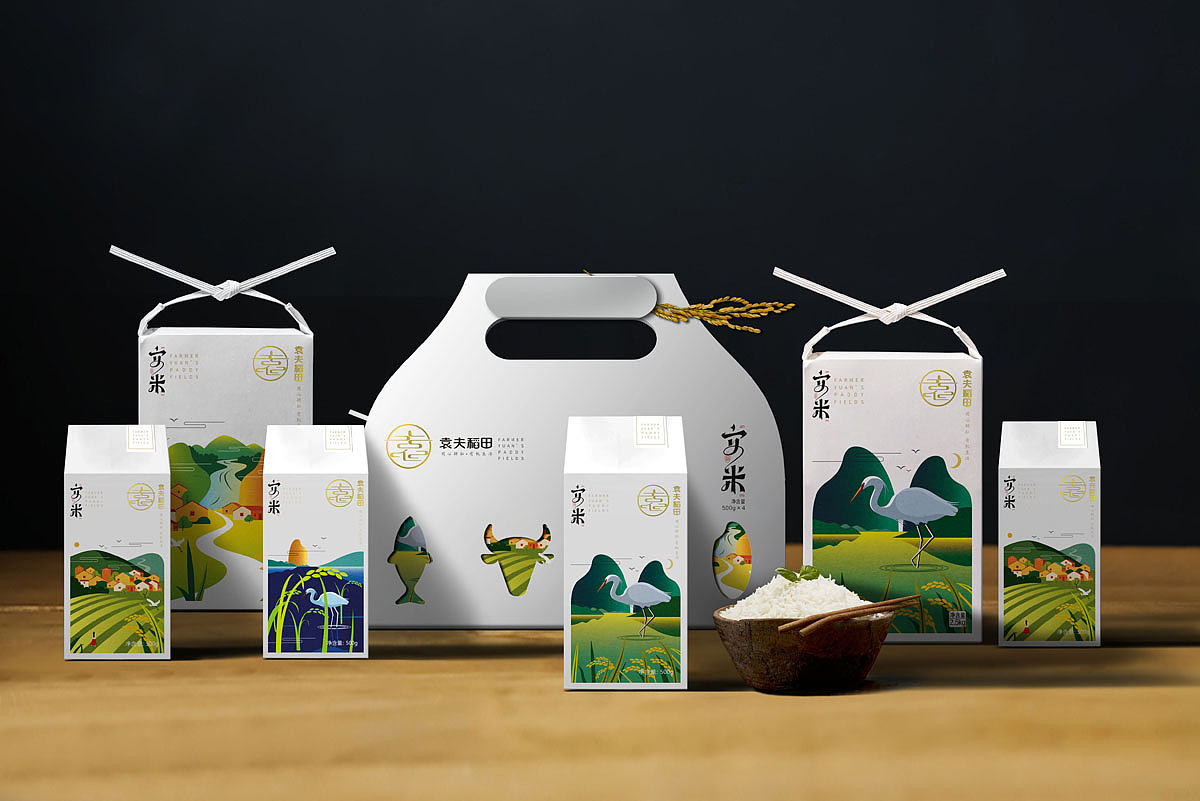 袁夫稻田 / 大米（图ZMTA4Mzk4Mzg4） - 包装 - 站酷设计师枫桥包装设计原创素材 - 站酷ZCOOL
