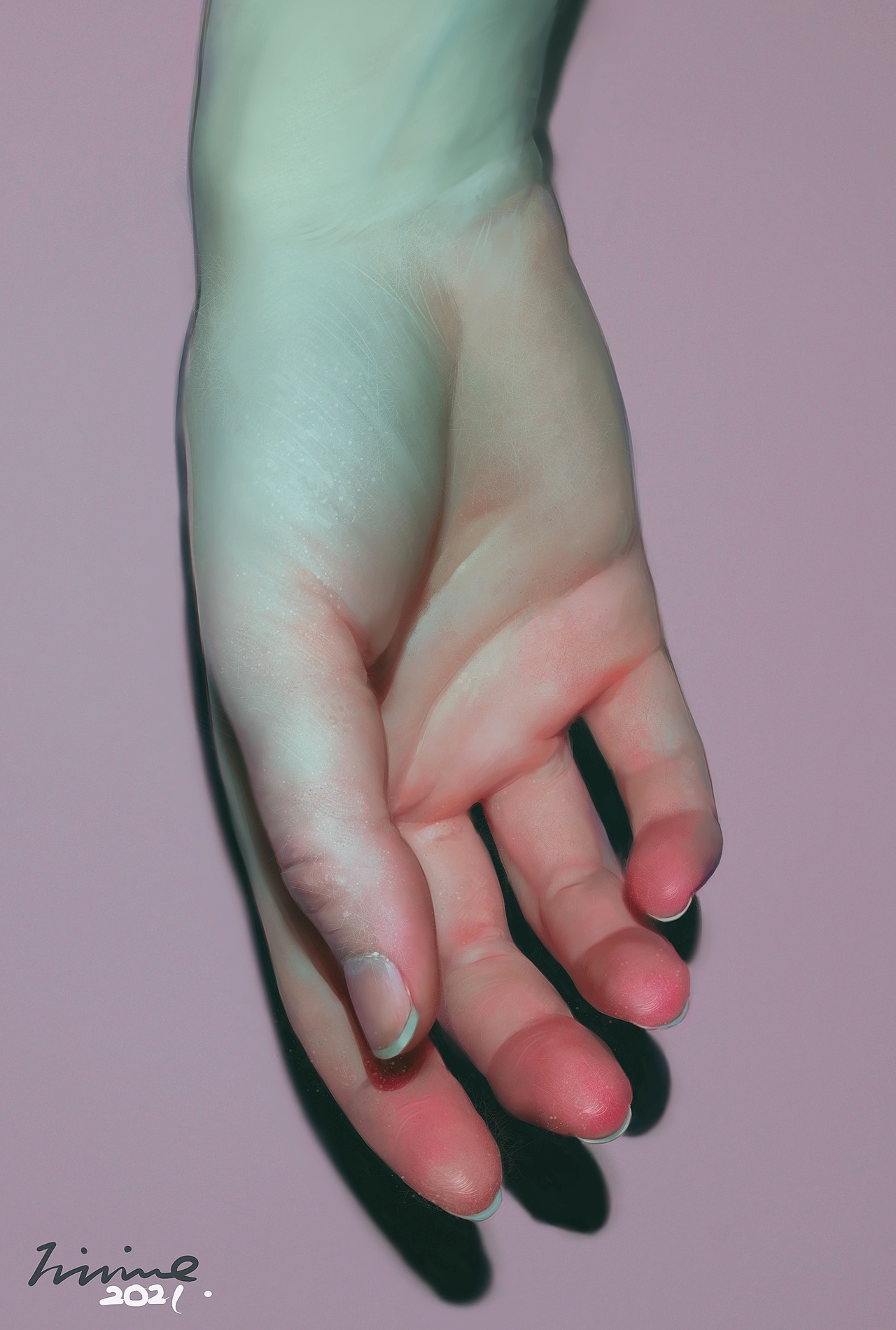 继续画手部厚涂