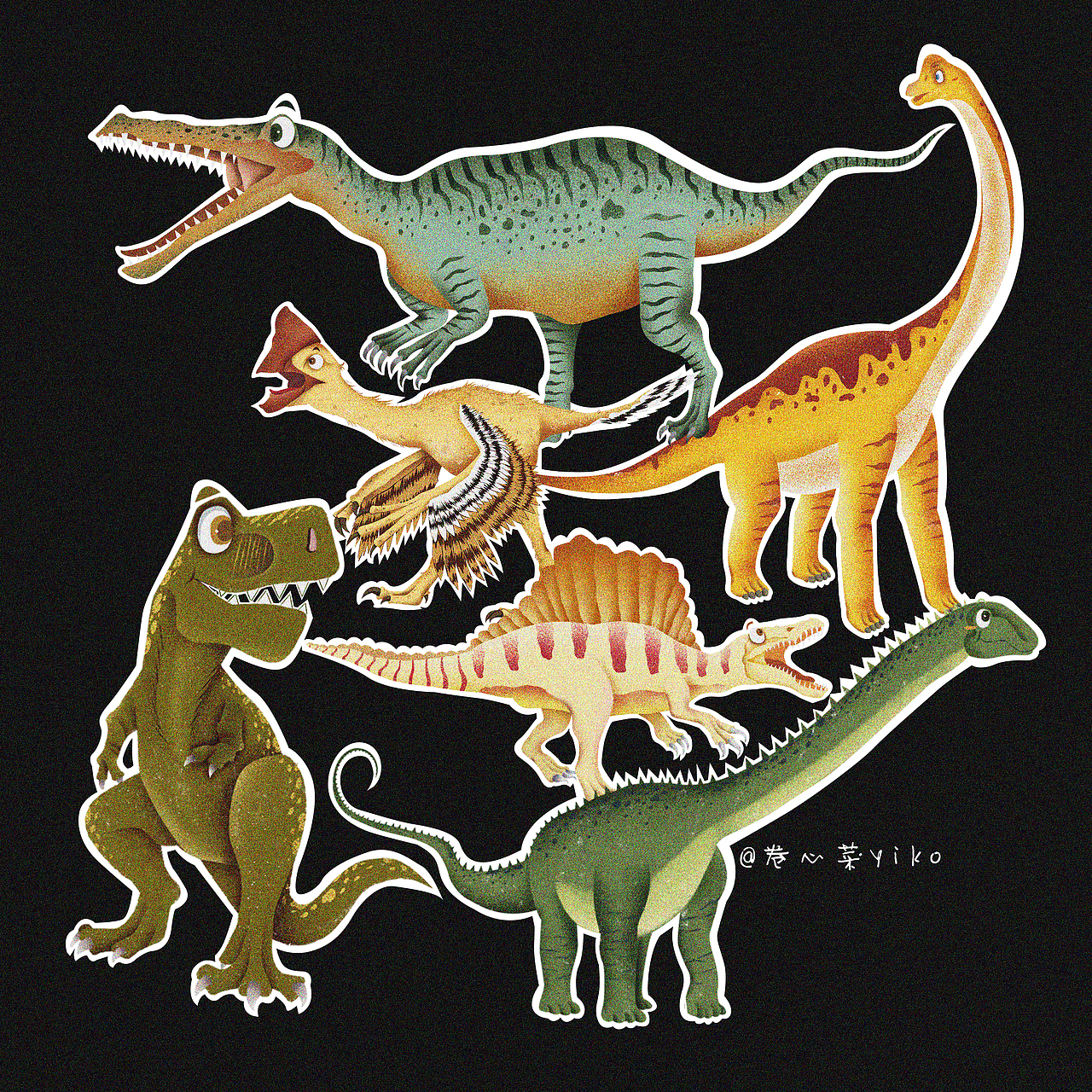 原创恐龙插画（图ZMzIzODgyODE2） - 商业插画 - 站酷设计师卷心菜Yiko原创素材 - 站酷ZCOOL