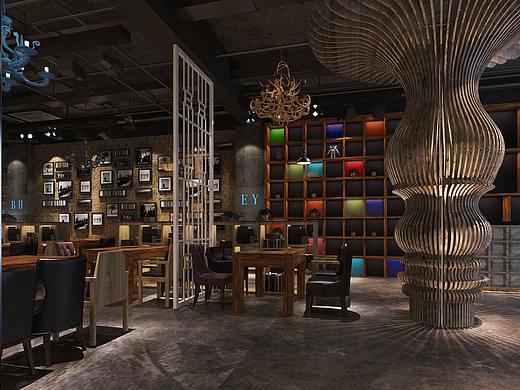 渔乐主题火锅店设计案例_郑州火锅店装修公司效果图