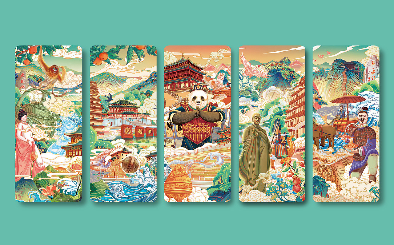 《华彩长安》主视觉插画&文创产品开发（图ZMjg4NTIyNTQw） - 商业插画 - 站酷设计师三欧创意原创素材 - 站酷ZCOOL