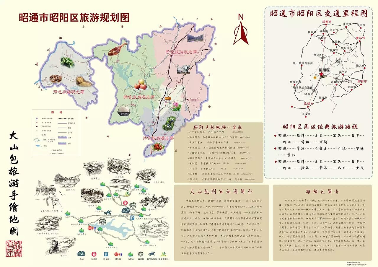 云南省昭通市昭阳区手绘地图