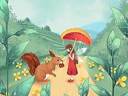 夏日清爽兒童插畫