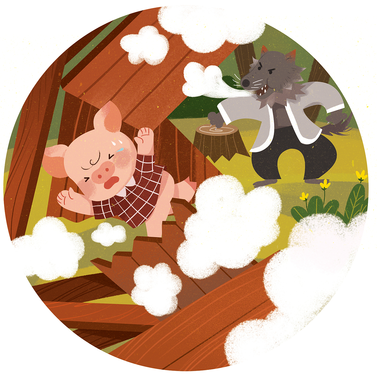 三只小猪（图ZMjcxMTkyMzM2） - 儿童插画 - 站酷设计师白开水工作室原创素材 - 站酷ZCOOL