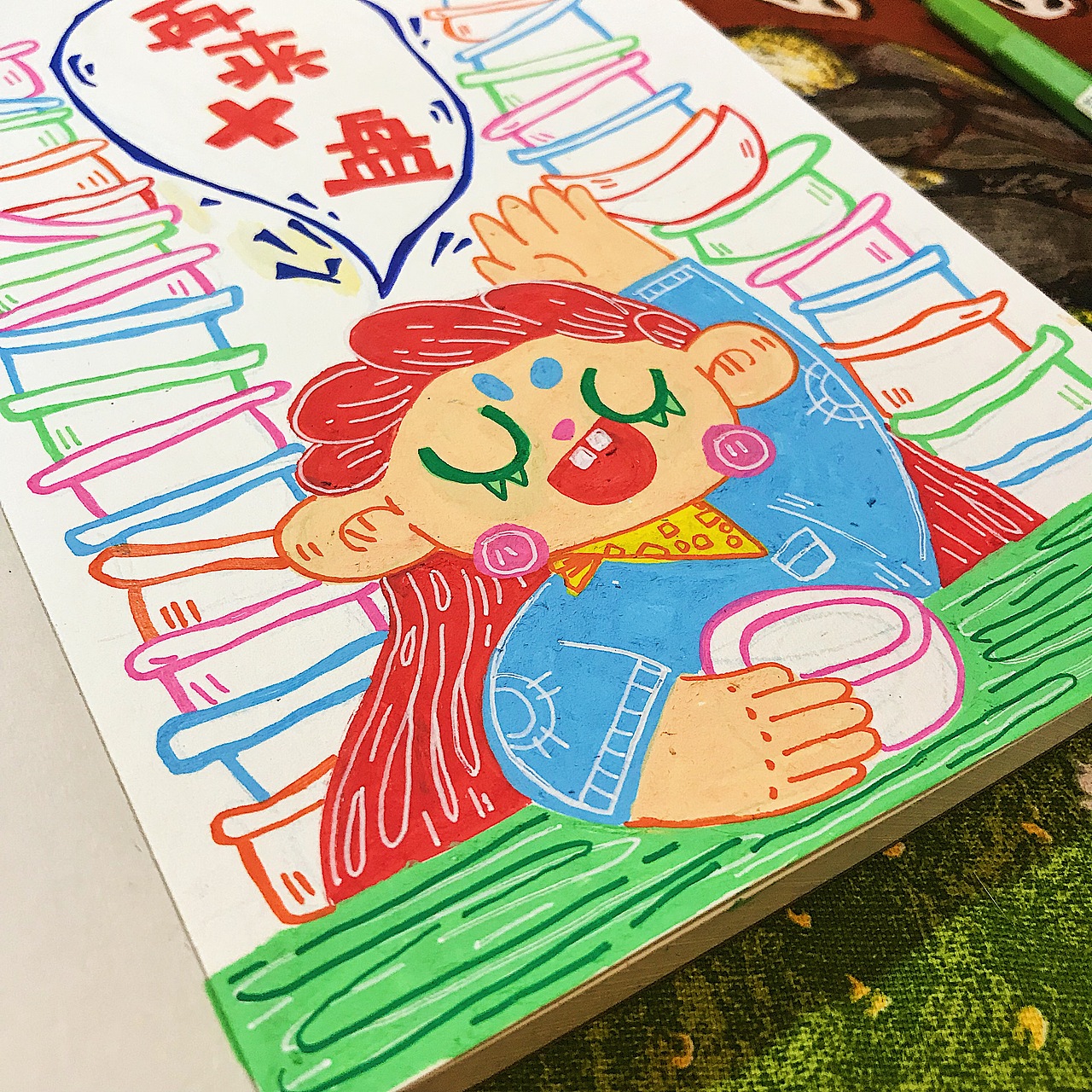 鸡翅笔下五颜六色的女孩子们——丙烯马克笔儿童装饰画(图ZMTc1NzQxNzQ4) - 儿童插画 - 站酷设计师板鸭鸡翅原创素材 - 站酷ZCOOL
