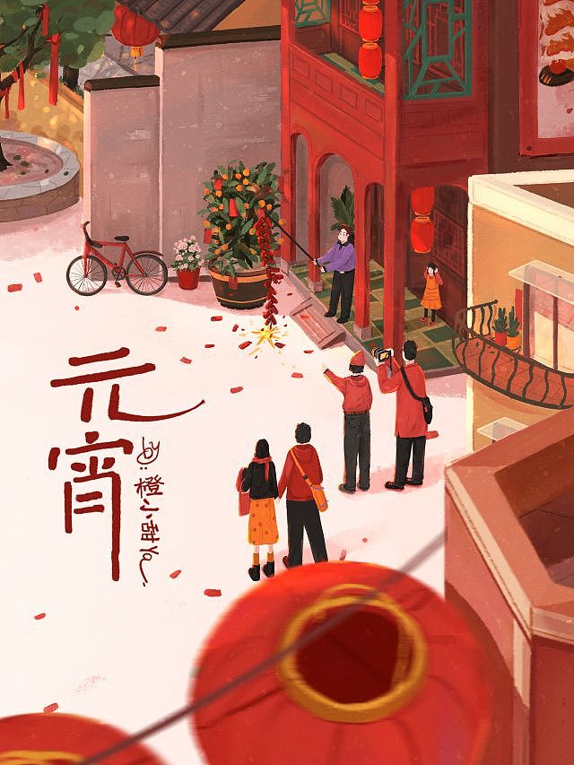 扁平插画|春节氛围插画