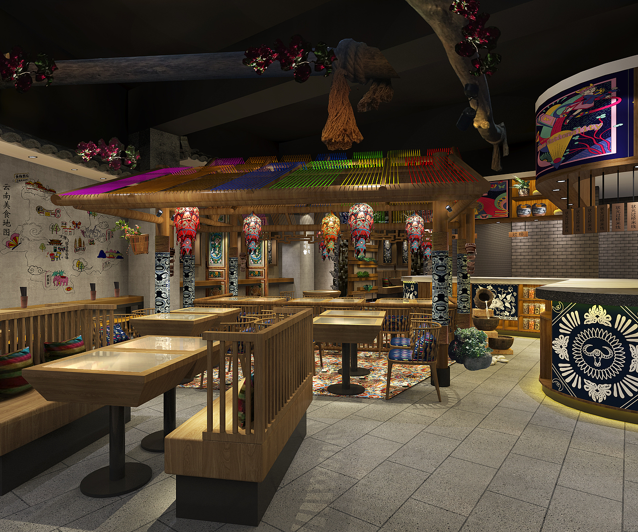 餐饮设计—雲楠俚红米线深圳一城中心店(图ZMTE5ODIxODEy) - 家装设计 - 站酷设计师颂设计2021原创素材 - 站酷ZCOOL