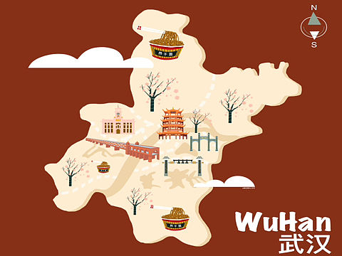 武汉标志性地图