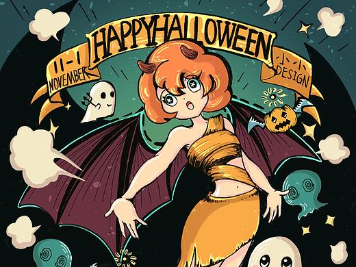 复古风万圣节插画