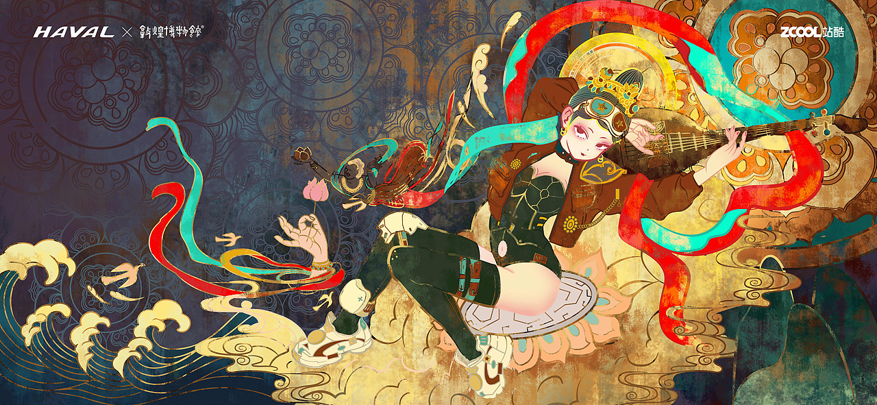 敦煌·伎乐飞天（图ZMjkwNzg5NDcy） - 图案 - 站酷设计师一酥禾原创素材 - 站酷ZCOOL